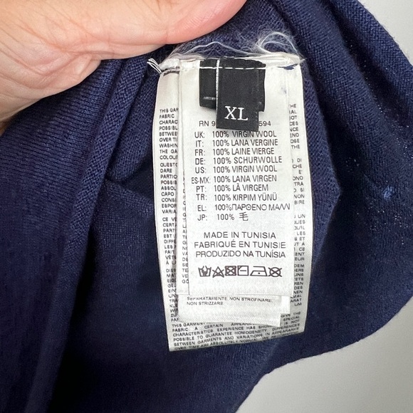 Men's Wool Navy Blue Long Sleeve Shirt - Picture 5 of 10